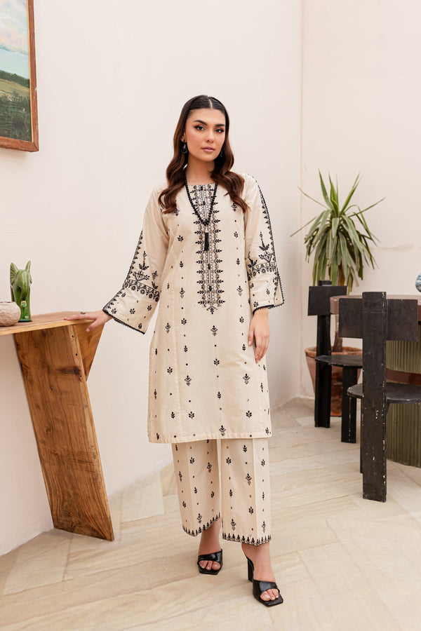 Winter - Best Selling - Black Frost - 2Pc Embroidered Dress