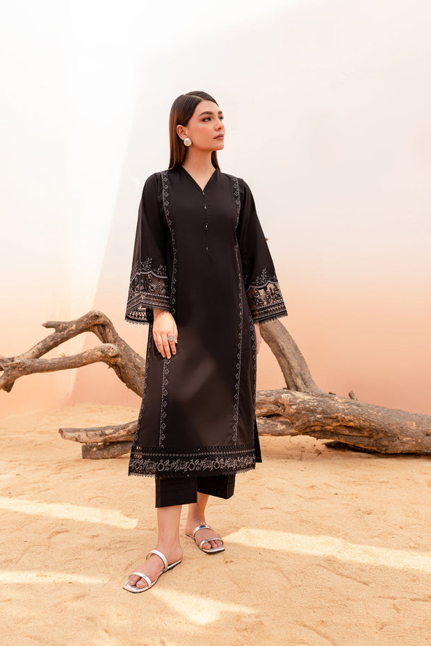 Winter - Best Selling - Black Rose - 2Pc Embroidered Dress