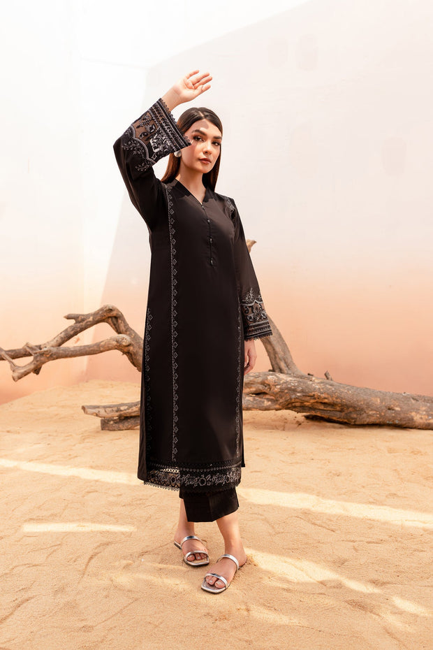 Winter - Best Selling - Black Rose - 2Pc Embroidered Dress