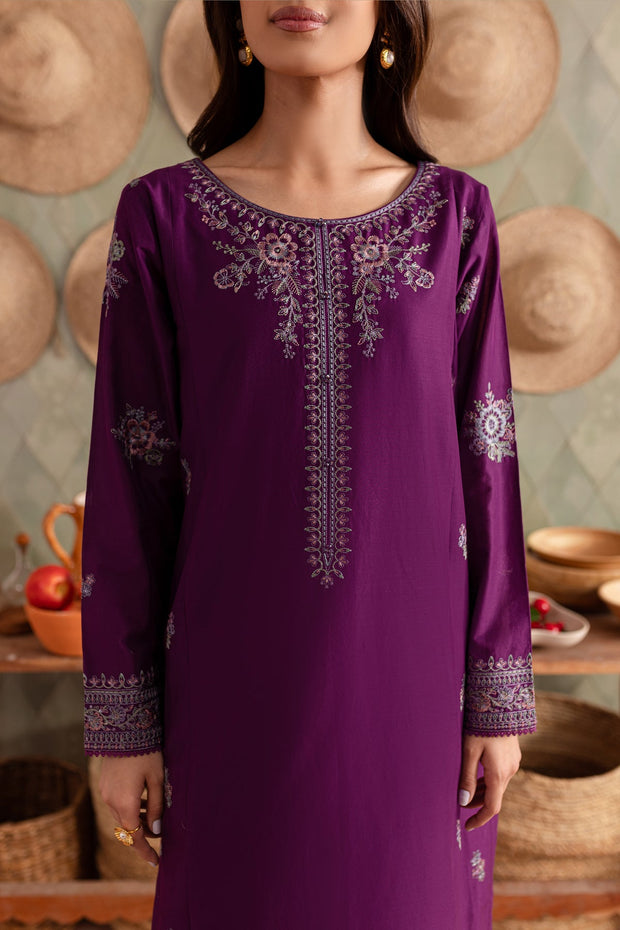 Winter - Best Selling - Raina Purple - 2Pc Embroidered Dress