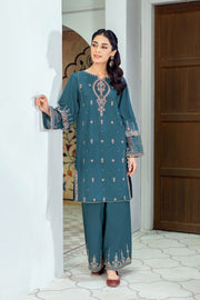 Winter - Best  Selling - Hint of Zinc - 2Pc Embroidered Dress