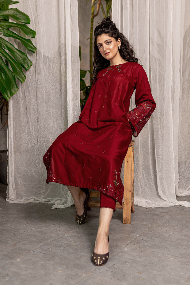 Winter - Afeefa - 2Pc Embroidered Dress