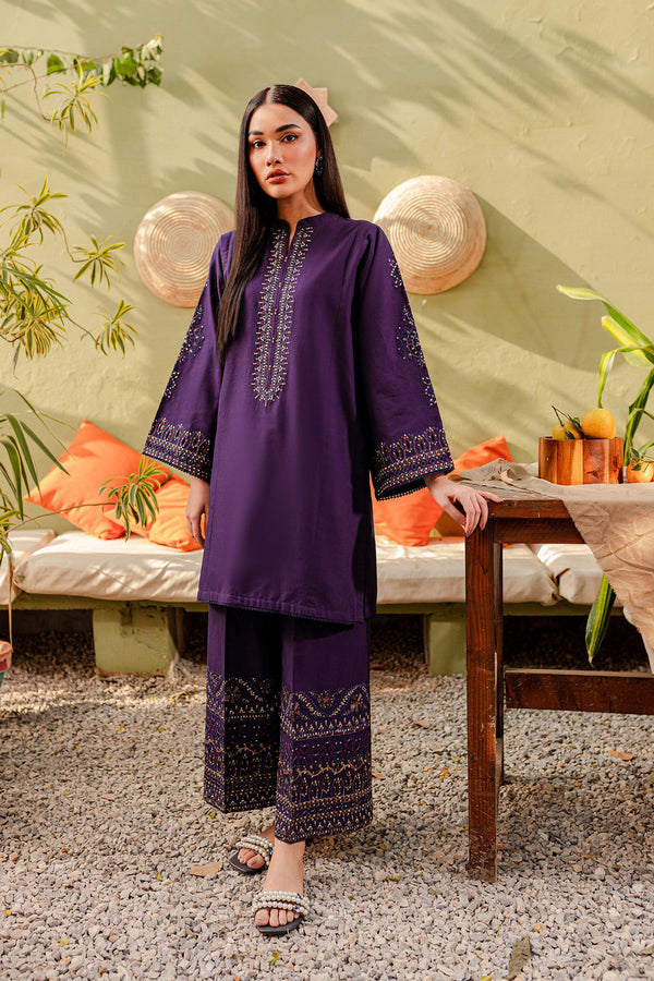 Winter - Best Selling - Ash - 2Pc Embroidered Dress Purple