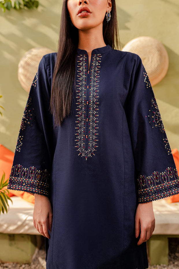 Best Selling - Ash - 2Pc Embroidered Dress Dark Blue