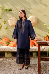 Winter - Best Selling - Ash - 2Pc Embroidered Dress Dark Blue