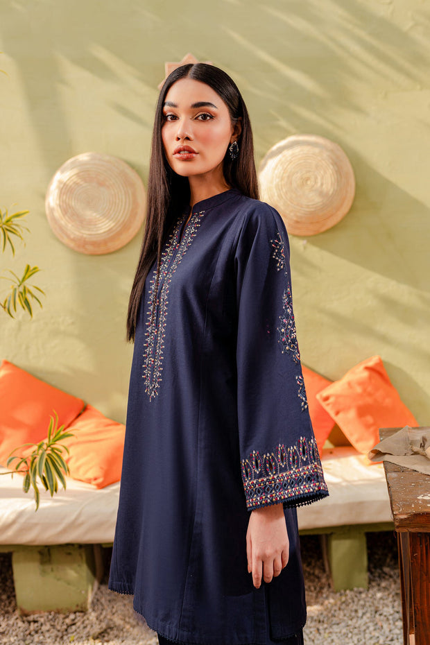 Best Selling - Ash - 2Pc Embroidered Dress Dark Blue