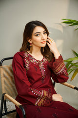 Best Selling- Mulberry - 2Pc Embroidered Suit