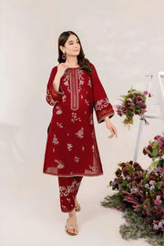 Winter - Best Selling - Red Blood - 2Pc Embroidered Dress