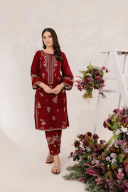 Winter - Best Selling - Red Blood - 2Pc Embroidered Dress