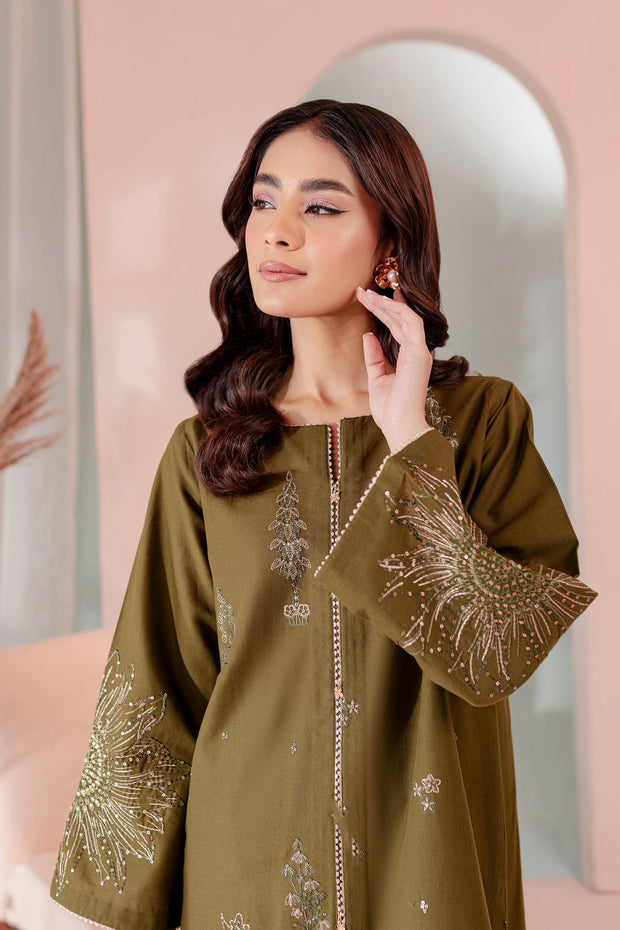 Best Selling - Seaweed - 2Pc Embroidered Dress