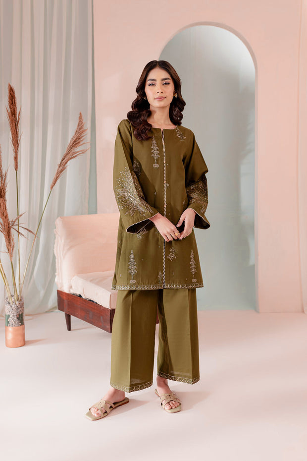 Best Selling - Seaweed - 2Pc Embroidered Dress