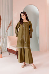 Winter - Best  Selling - Seaweed - 2Pc Embroidered Dress