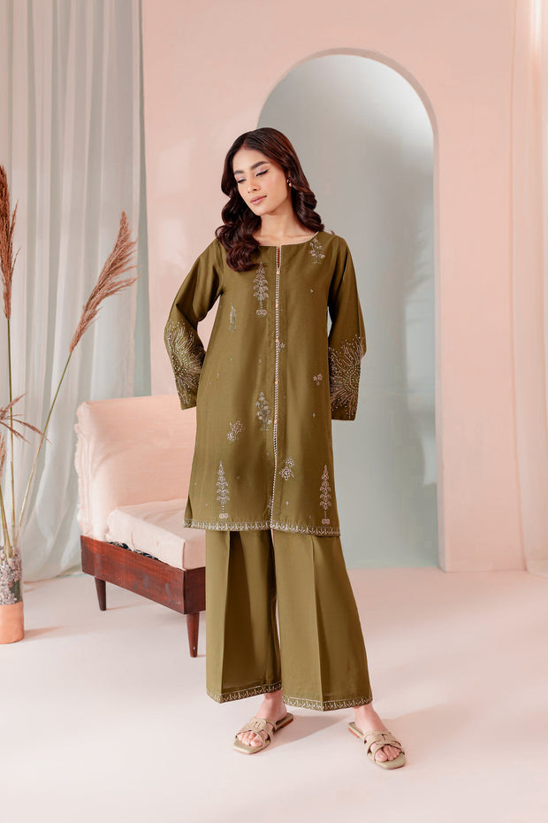 Best Selling - Seaweed - 2Pc Embroidered Dress