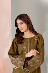 Winter - Best  Selling - Seaweed - 2Pc Embroidered Dress