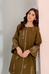 Winter - Best  Selling - Seaweed - 2Pc Embroidered Dress