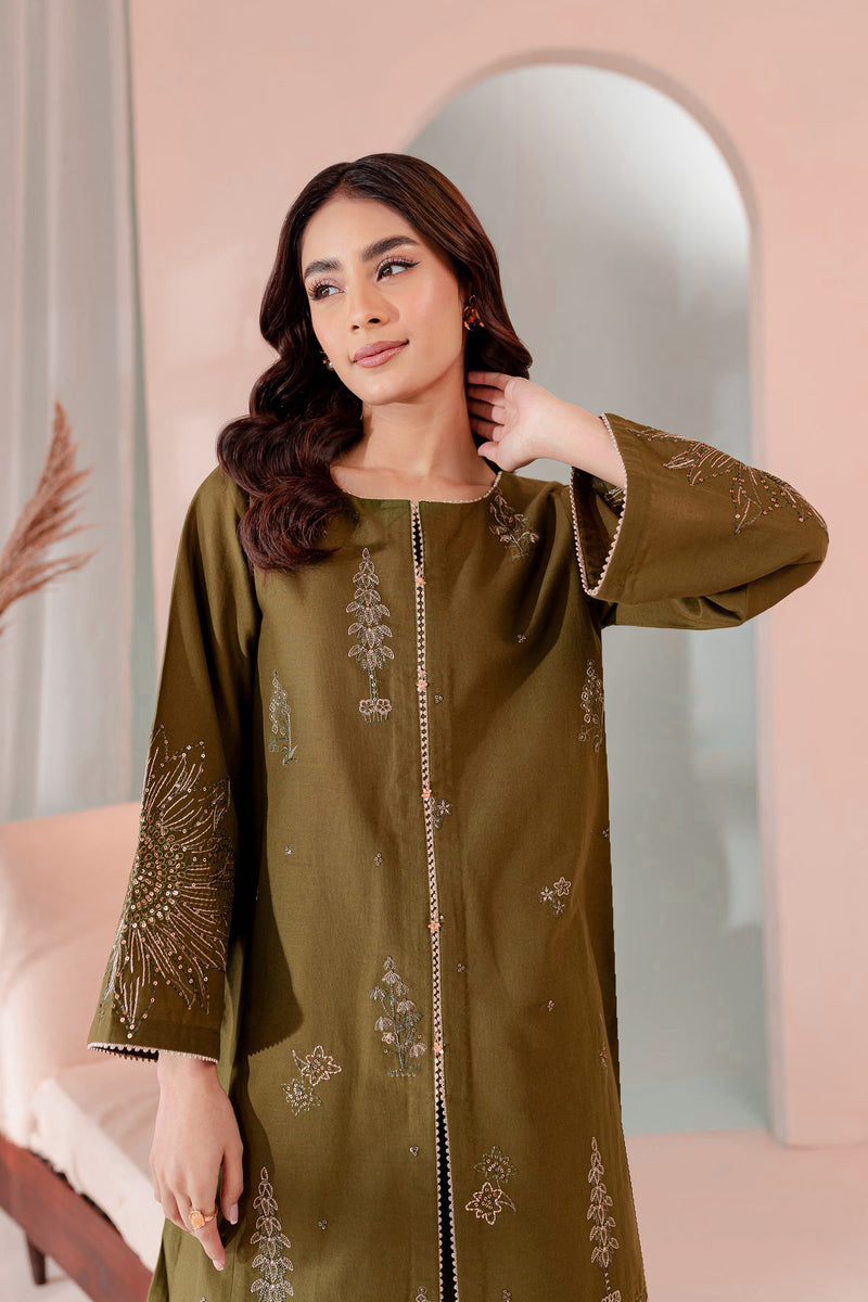 Winter - Best  Selling - Seaweed - 2Pc Embroidered Dress