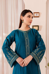 Winter - Best Selling - Teal Dust - Stitched 2Pc Embroidered Dress