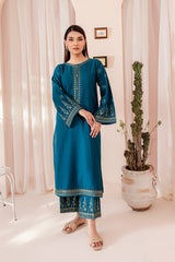 Winter - Best Selling - Teal Dust - Stitched 2Pc Embroidered Dress