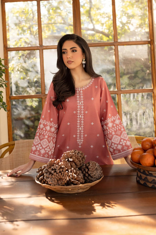 Limited Stock - Hot Seller - Coral Jasper - 2Pc Embroidered Dress