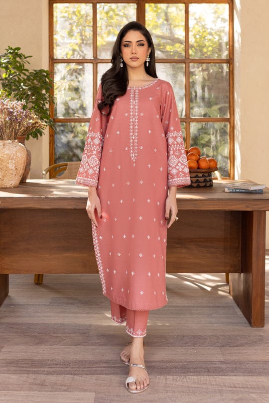 Limited Stock - Hot Seller - Coral Jasper - 2Pc Embroidered Dress