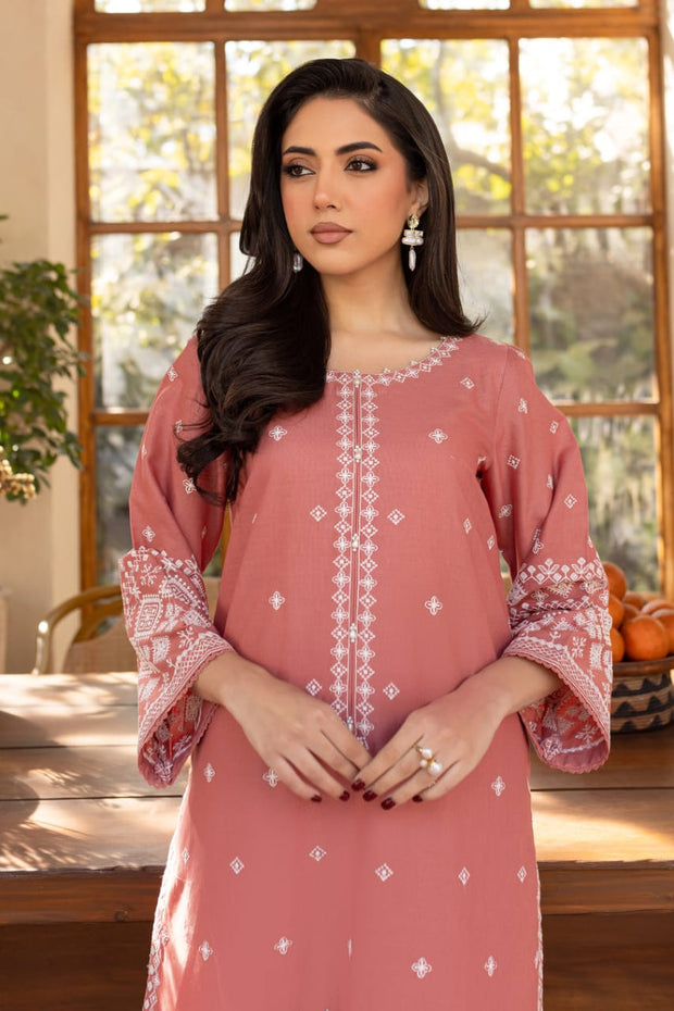 Limited Stock - Hot Seller - Coral Jasper - 2Pc Embroidered Dress