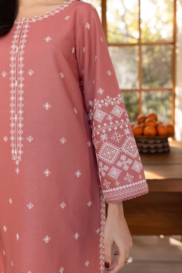 Limited Stock - Hot Seller - Coral Jasper - 2Pc Embroidered Dress