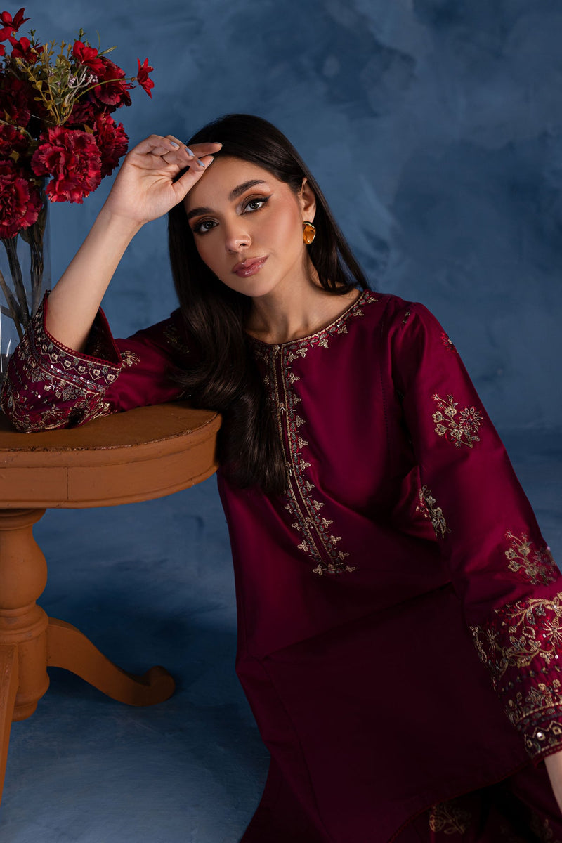 Winter - Best Selling - Cherry Charm - 2Pc Embroidered Dress