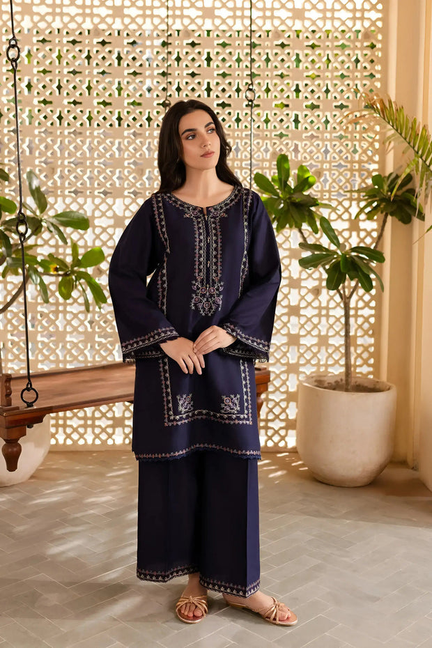 Winter - Best Selling - Blueberry - 2Pc Embroidered Dress