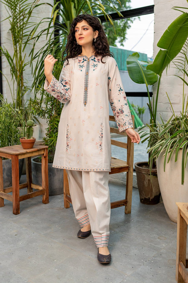 Best Selling - Crystal White - 2Pc Embroidered Suit