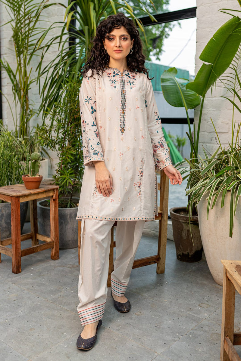 Best Selling - Crystal White - 2Pc Embroidered Suit