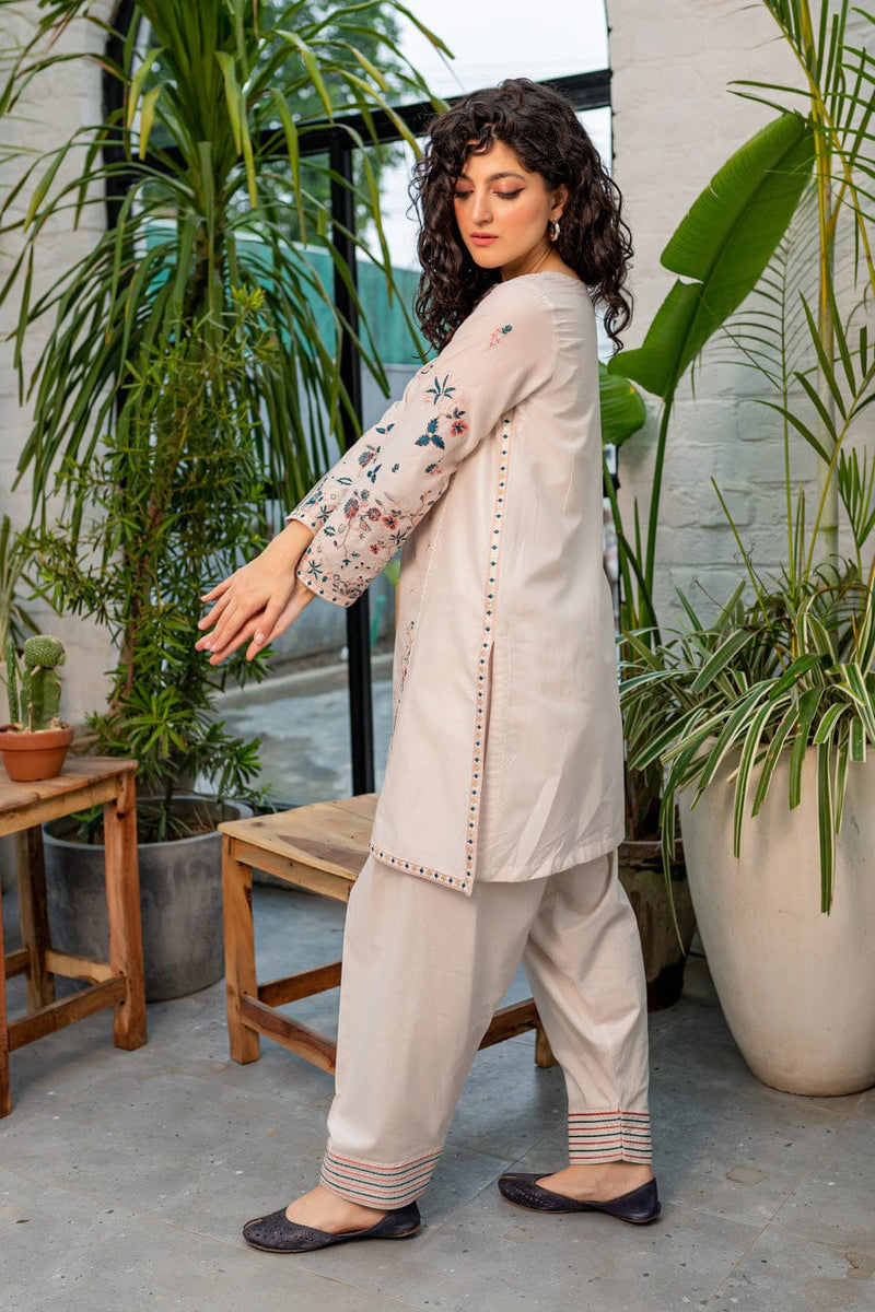 Best Selling - Crystal White - 2Pc Embroidered Suit