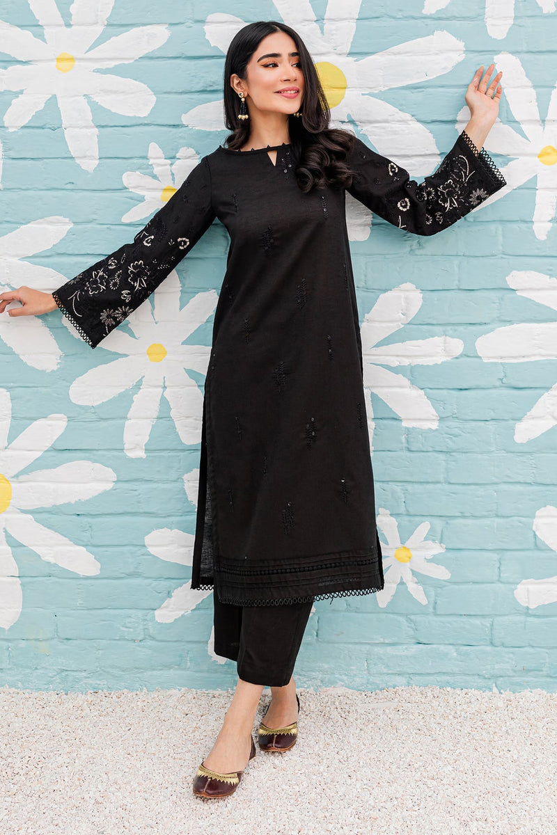 Winter - Best Selling - Black Spring - 2Pc Embroidered Dress