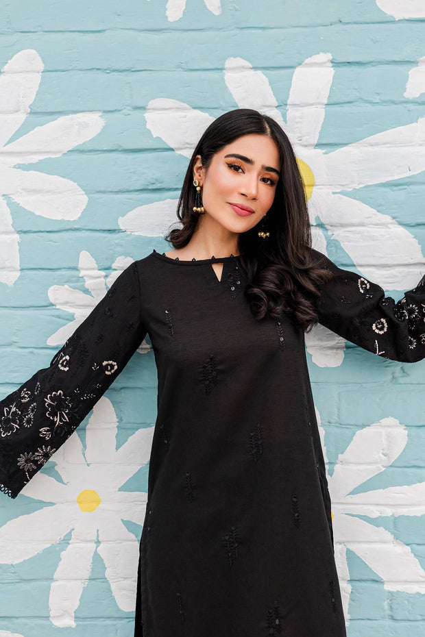 Winter - Best Selling - Black Spring - 2Pc Embroidered Dress