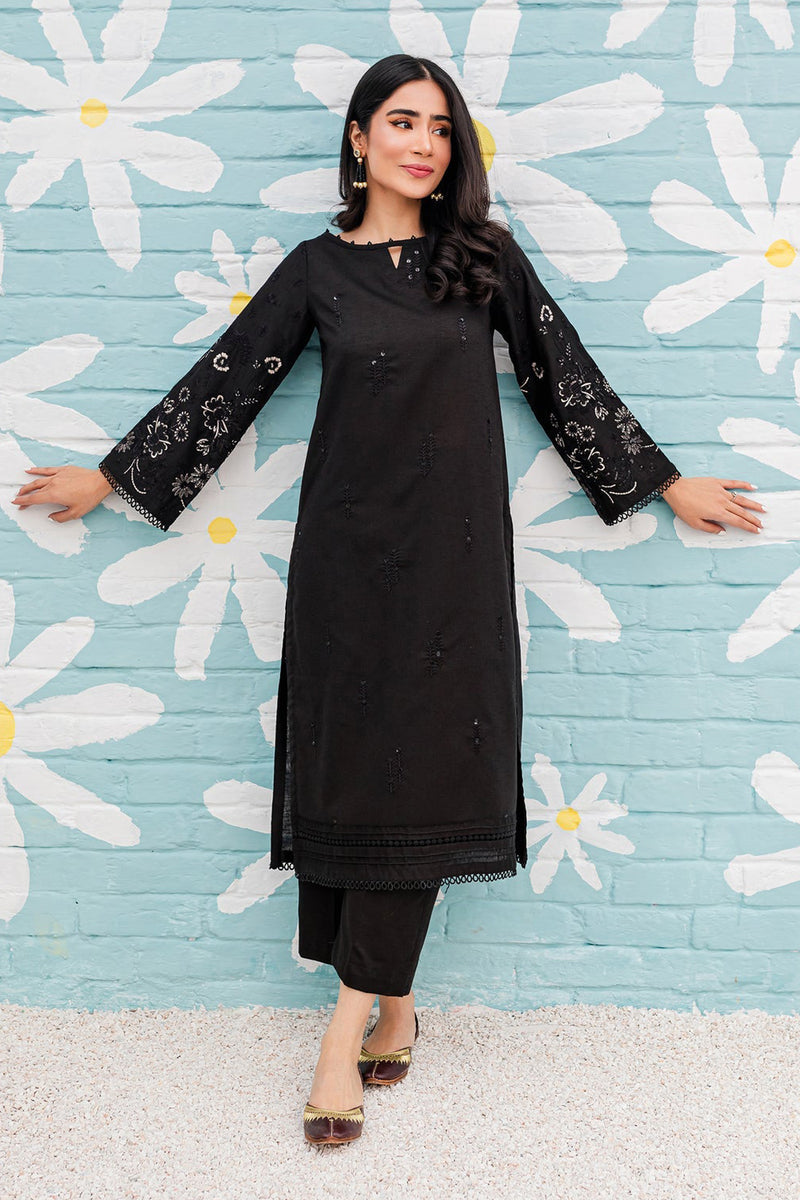 Winter - Best Selling - Black Spring - 2Pc Embroidered Dress