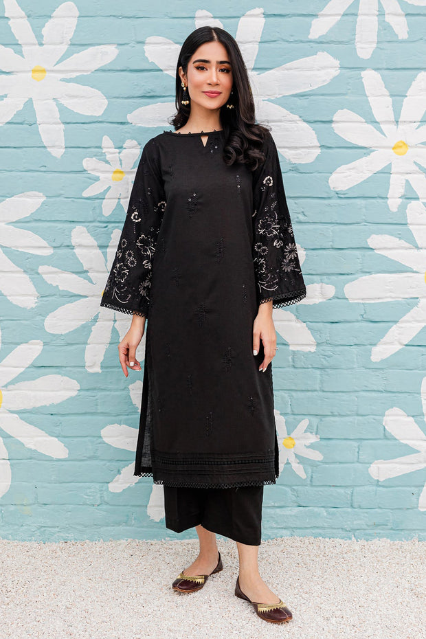 Winter - Best Selling - Black Spring - 2Pc Embroidered Dress