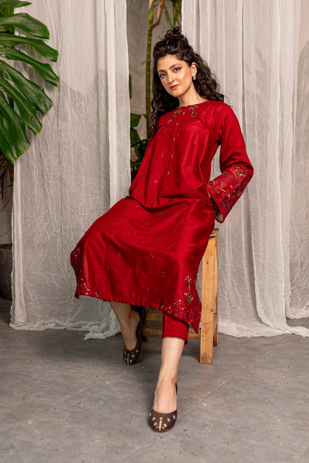 Winter - Best Selling - Stitched - Afeefa - 2Pc Embroidered Dress